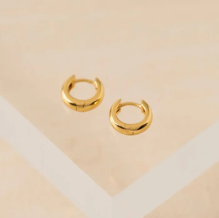 Gold Huggie Hoop Earrings 11mm Candlewick Gift Shop Earrings