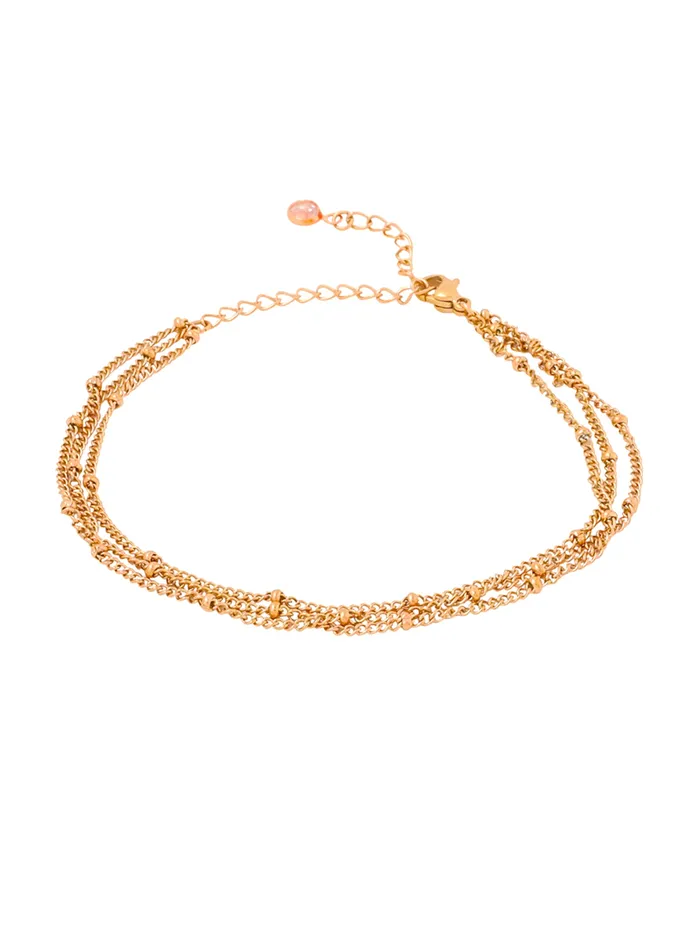 Gold Plated Layered Chain Bracelet Fashion Accessory with Adjustable Fit 21cm Gold Yellow Chimes Rings Gold Plated Layered Chain Bracelet Fashion Accessory with Adjustable Fit 21cm Gold Yellow Chimes Rings