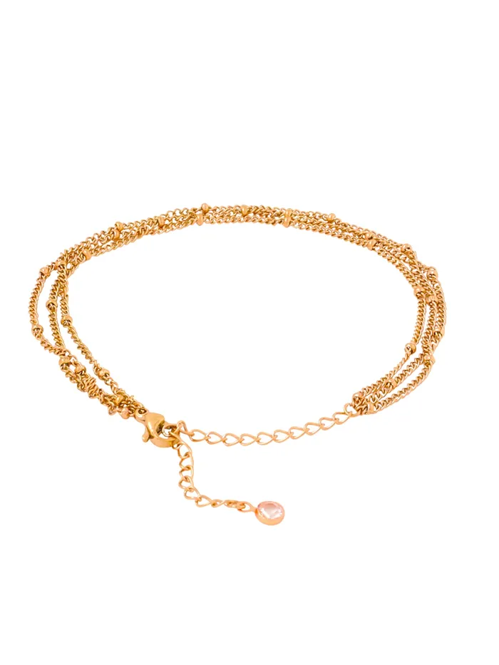 Gold Plated Layered Chain Bracelet Fashion Accessory with Adjustable Fit 21cm Gold Yellow Chimes Rings