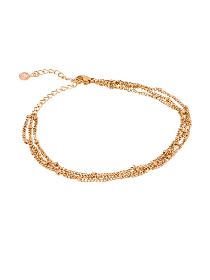 Gold Plated Layered Chain Bracelet Fashion Accessory with Adjustable Fit 21cm Gold Yellow Chimes Rings