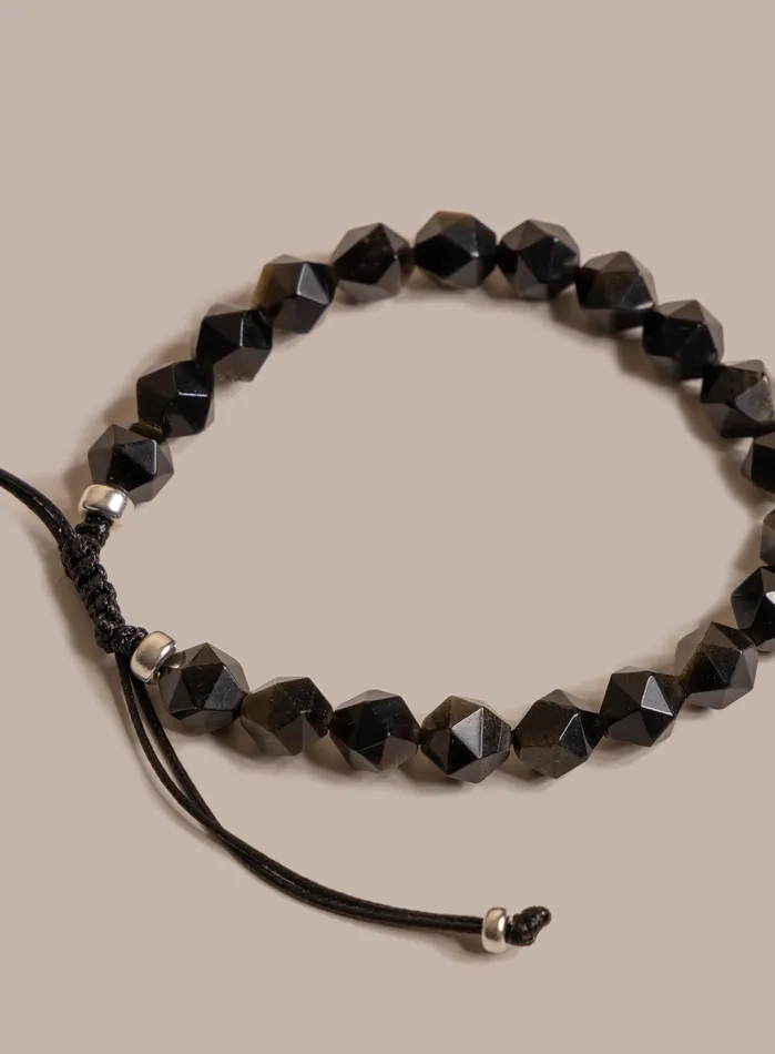 Golden Obsidian and Sterling Silver Bead Bracelet for Men WE ARE ALL SMITH Mens Jewelry Clothing Bracelets