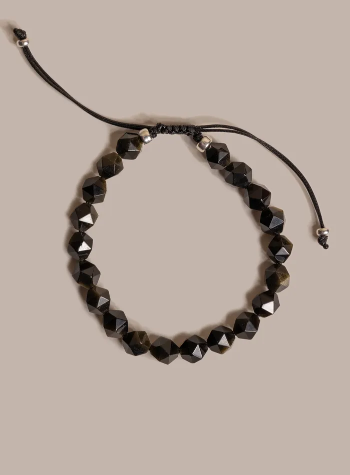 Golden Obsidian and Sterling Silver Bead Bracelet for Men WE ARE ALL SMITH Mens Jewelry Clothing Bracelets