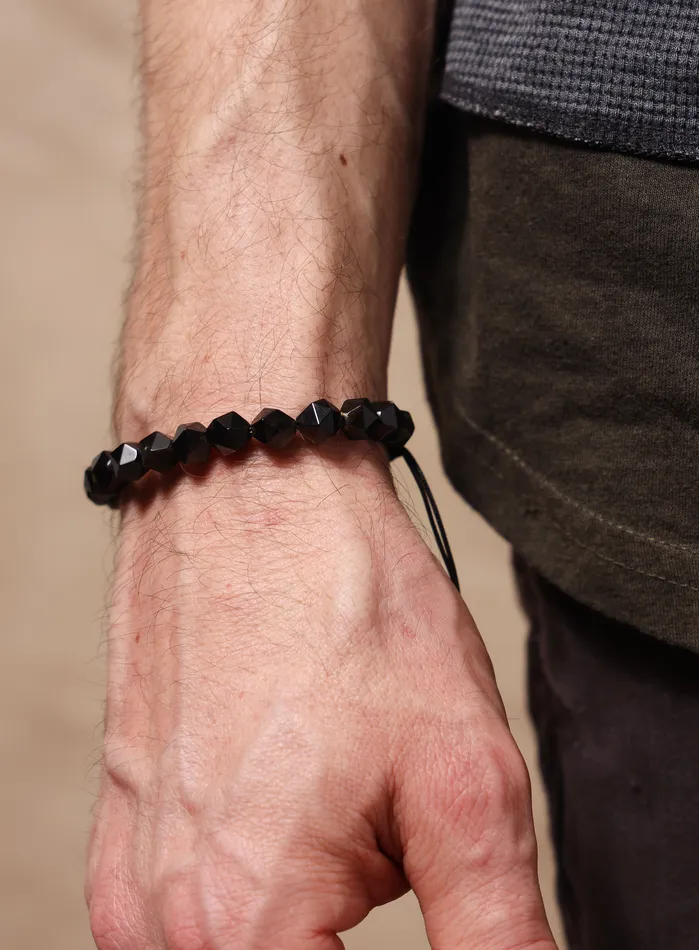 Golden Obsidian and Sterling Silver Bead Bracelet for Men WE ARE ALL SMITH Mens Jewelry Clothing Bracelets