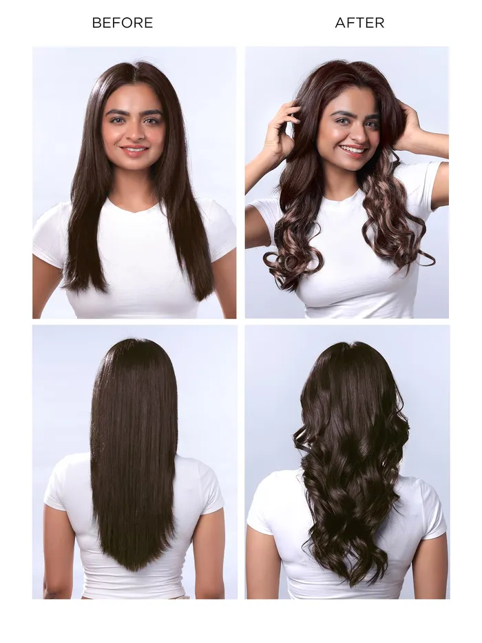 Hair Extensions Pack of 5 Synthetic Long Wavy Clips 50 cm Brown Yellow Chimes Necklaces