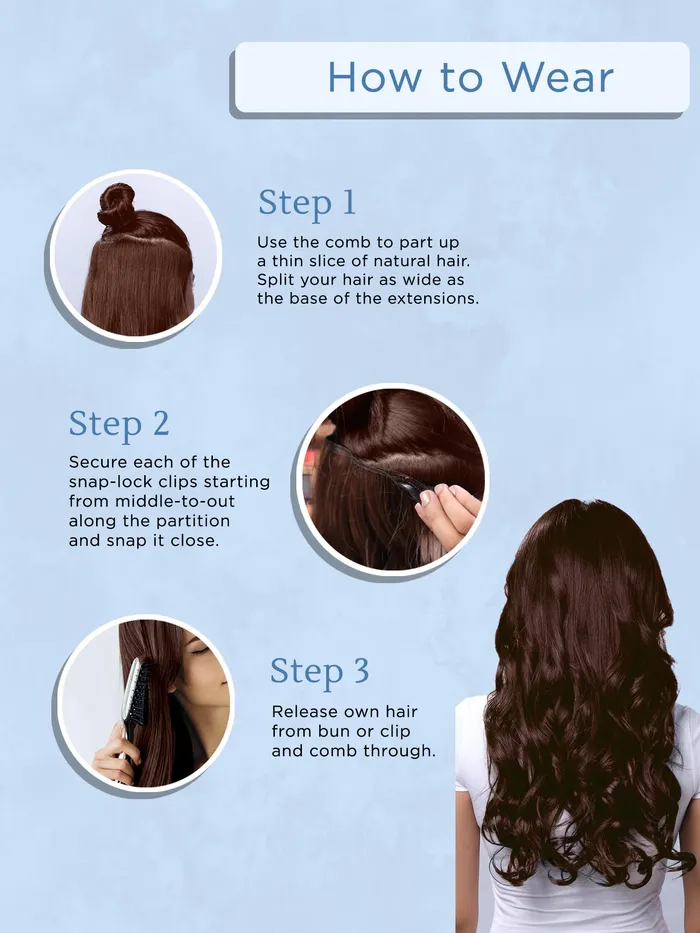 Hair Extensions Pack of 5 Synthetic Long Wavy Clips 50 cm Brown Yellow Chimes Necklaces