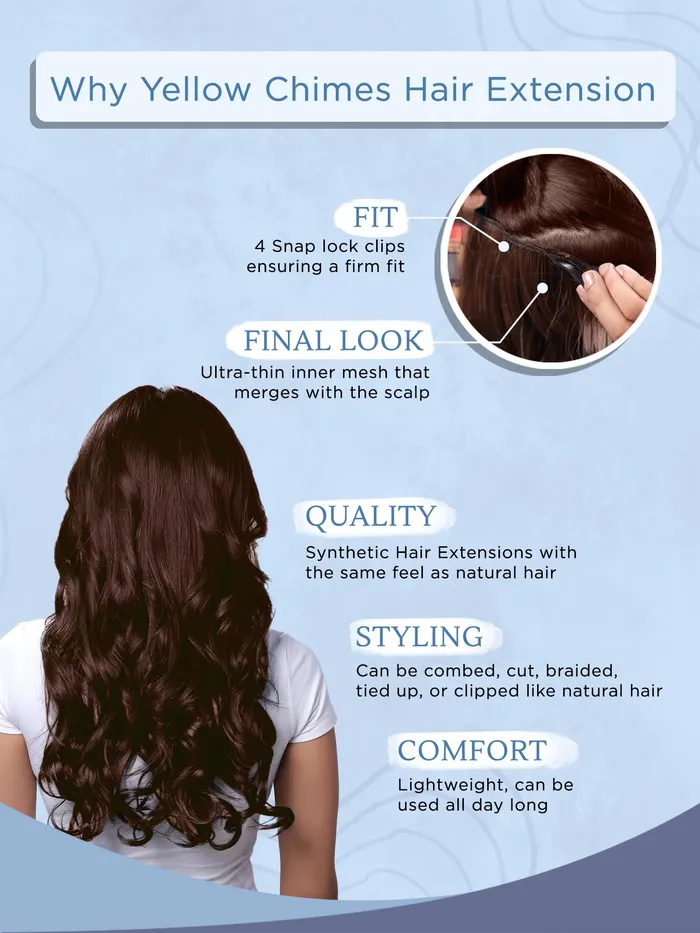 Hair Extensions Pack of 5 Synthetic Long Wavy Clips 50 cm Brown Yellow Chimes Necklaces