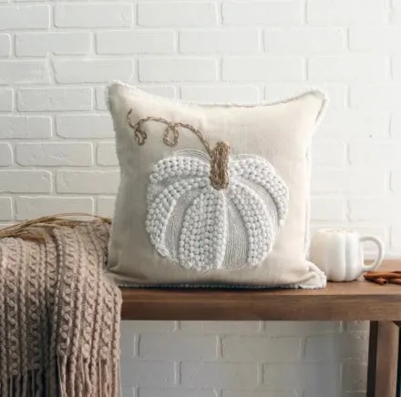 Harman Rings White Woven Pumpkin Cushion