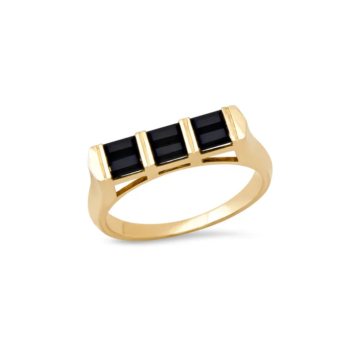 Helena Rose Rings Double Baguette Stackable Onyx Ring