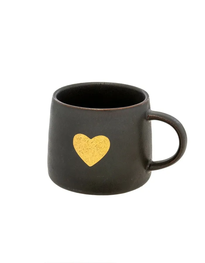 Indaba Necklaces Gold Heart Black Mug