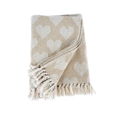 Indaba Rings Indaba Heart Throw Blanket White