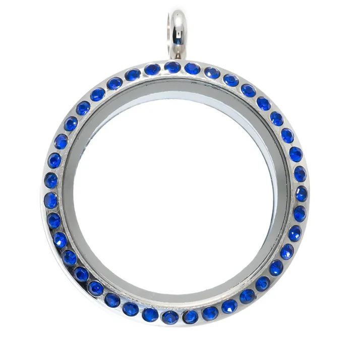 JE0209 Necklaces Glass Locket Pendant Twist Off 30mm Stainless Steel Round Blue Rhinestone JE0209 Necklaces Glass Locket Pendant Twist Off 30mm Stainless Steel Round Blue Rhinestone
