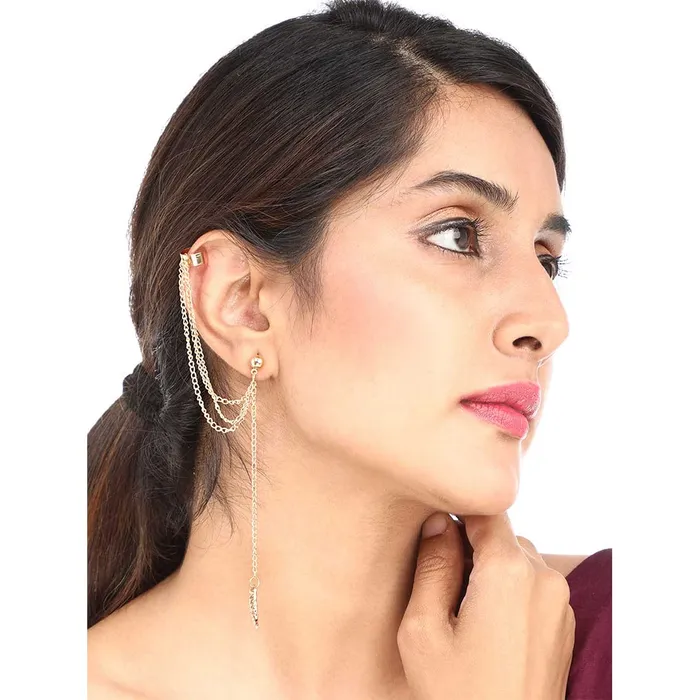 Kairangi Bracelets Kairangi Earrings for Women and Girls Fashion Gold Ear Cuff Set Silver Tone Ear Cuff Western Stainless Steel Combo Birthday Gift for Girls and Women Anniversary Gift for Wife