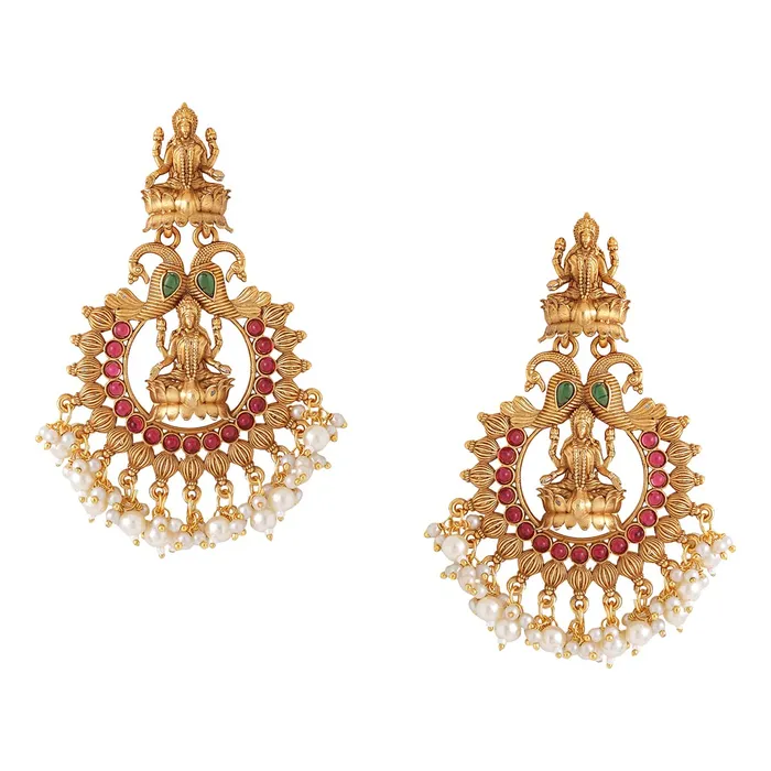 Kairangi Earrings Kairangi Earrings for Women and Girls Traditional Chandbali Earrings Gold Plated Beads Drop Temple Earrings Birthday Gift for girls and women Anniversary Gift for Wife Style 5