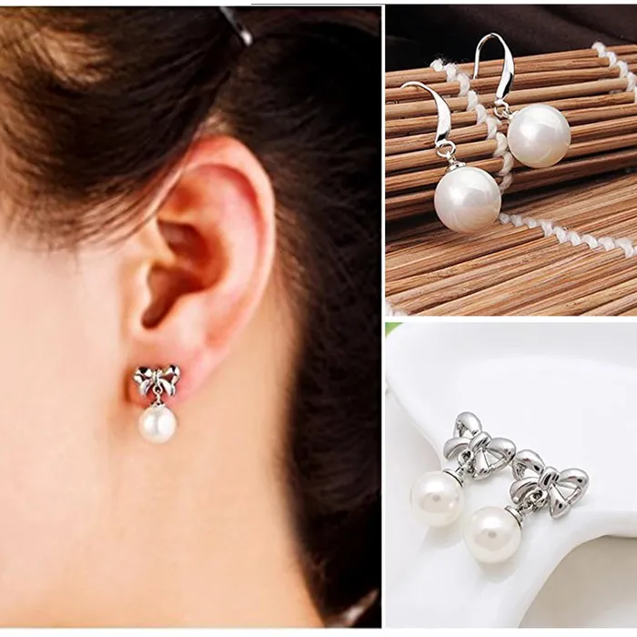 Kairangi Earrings Kairangi Pearl Earrings for Women 2 Pairs Combo Drop Earrings Rhodium Plated White Plear Silver Drop Earrings for Women and Girls