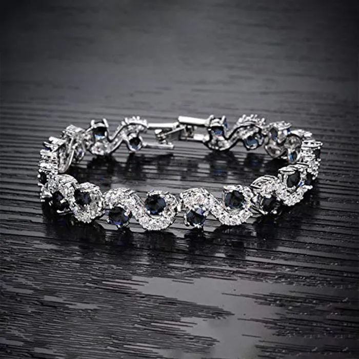 Kairangi Kairangi Crystal Bracelet for Women Silver Plated A5 Grade Black Crystal Tennis Bracelet for Women and Girls Bracelets Kairangi Kairangi Crystal Bracelet for Women Silver Plated A5 Grade Black Crystal Tennis Bracelet for Women and Girls Bracelets