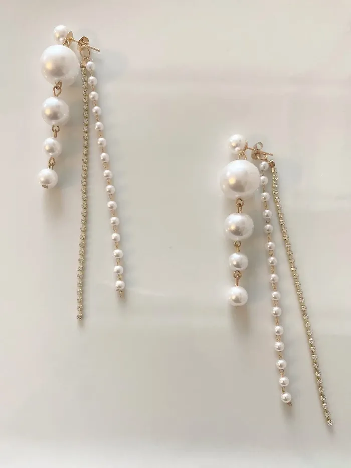 Kairangi Kairangi Earrings for Women and Girls Fashion White Pearl Dangler Earrings Gold Plated Long Chain Pearl Dangler Earrings Birthday Gift for Girls Women Anniversary Gift for Wife Earrings
