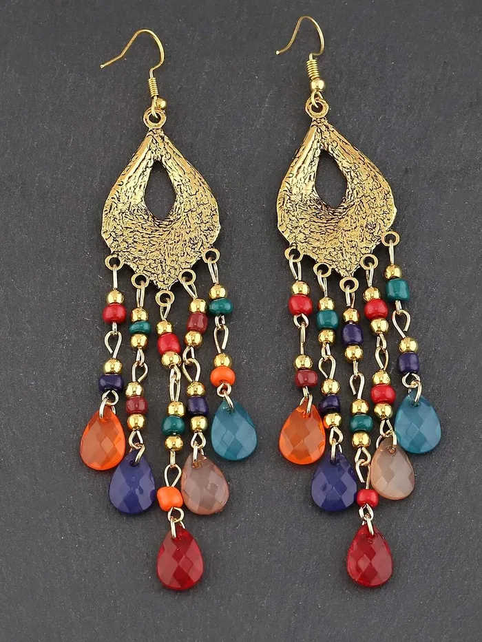 Kairangi Necklaces Kairangi Earrings for Women and Girls Fashion Multicolor Dangler Gold Plated Long Beaded Tassel Earrings Bohemia Dangler Earrings Birthday Gift for girls and women Anniversary Gift for Wife