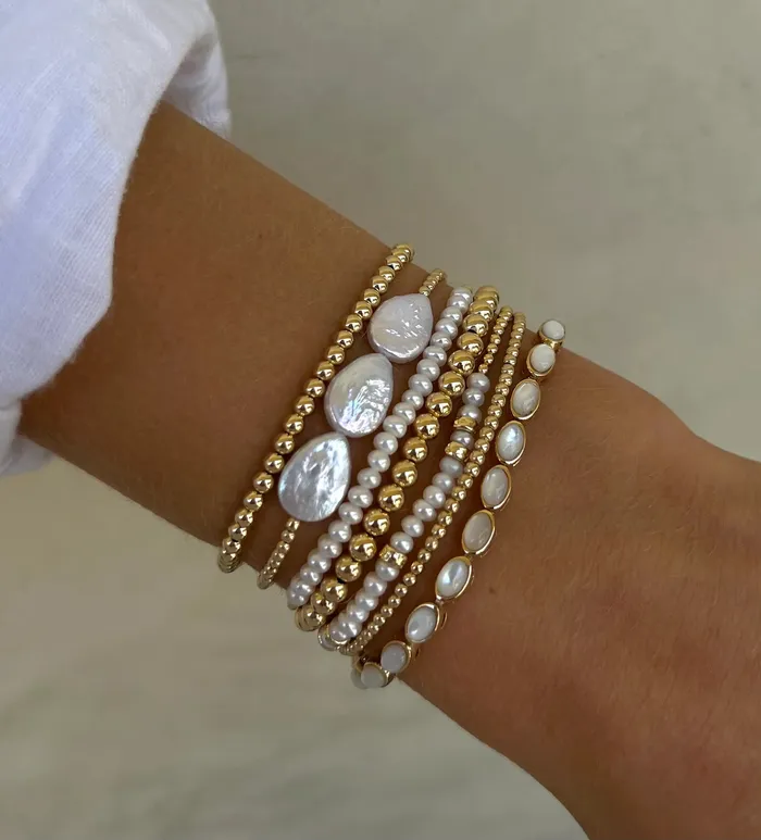Karen Lazar Bracelets 2MM Signature Bracelet with 3 Pear Pearls Karen Lazar Bracelets 2MM Signature Bracelet with 3 Pear Pearls