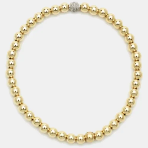 Karen Lazar Bracelets 3mm Gold Beaded Bracelet with Diamond Ball