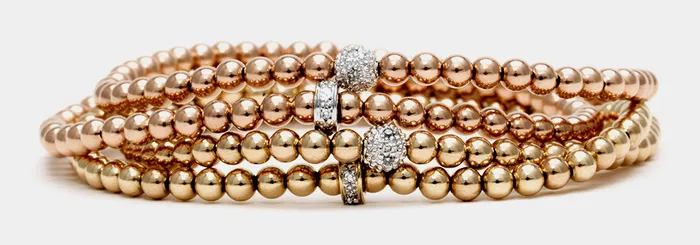 Karen Lazar Bracelets 3mm Gold Beaded Bracelet with Diamond Ball