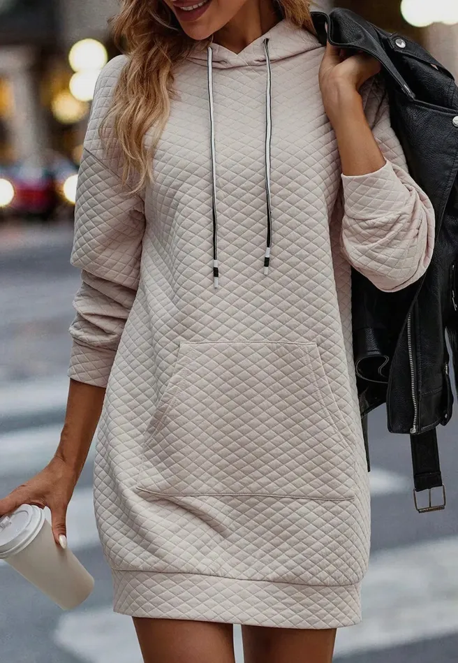 Lalaloo Necklaces Quilted Hooded Dress Light Beige