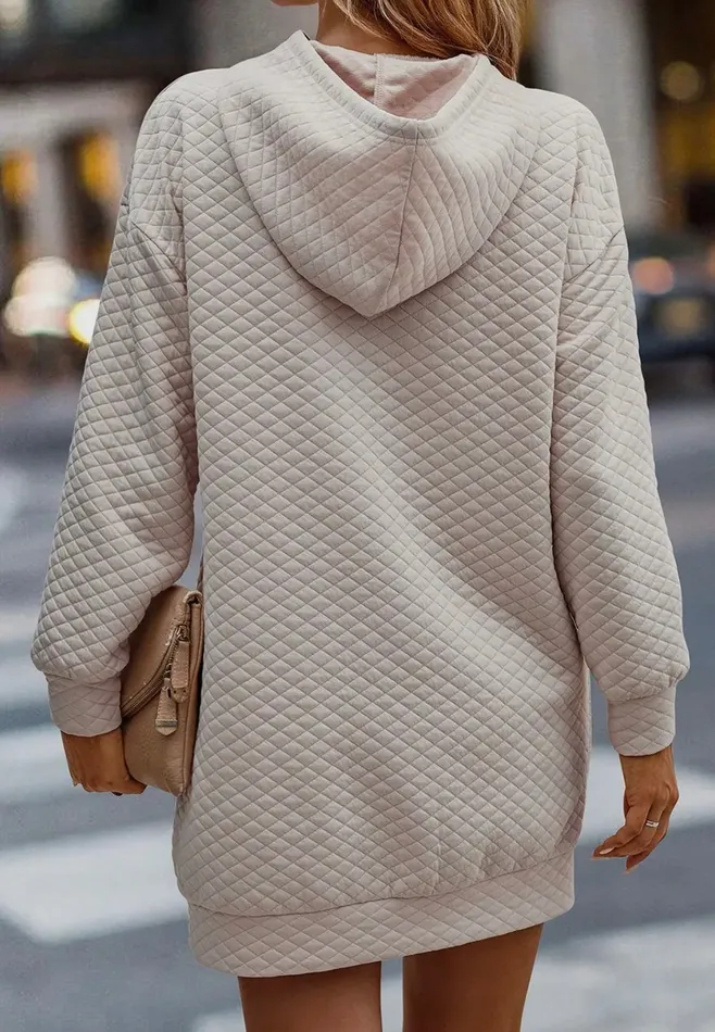 Lalaloo Necklaces Quilted Hooded Dress Light Beige