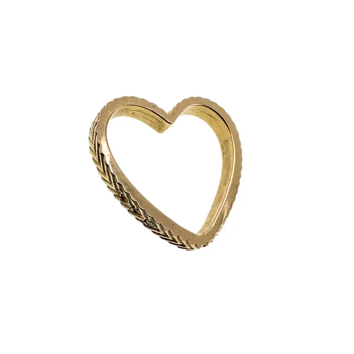 Lingua Rings Chevron Open Heart