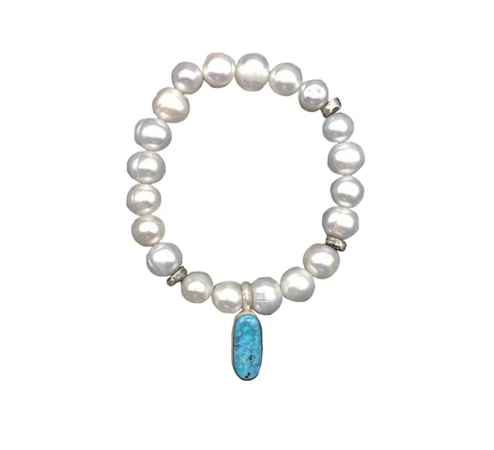 Love Tokens Jewelry Necklaces Everyday Pearl Stretchy with Turquoise