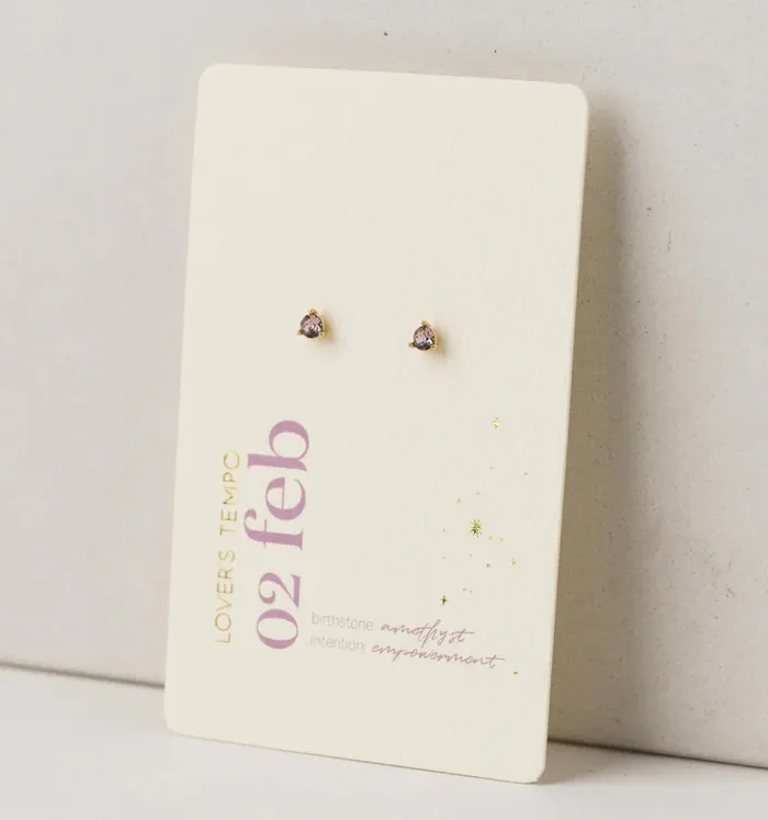 Lovers Tempo Earrings Birthstone Stud Earrings Gold