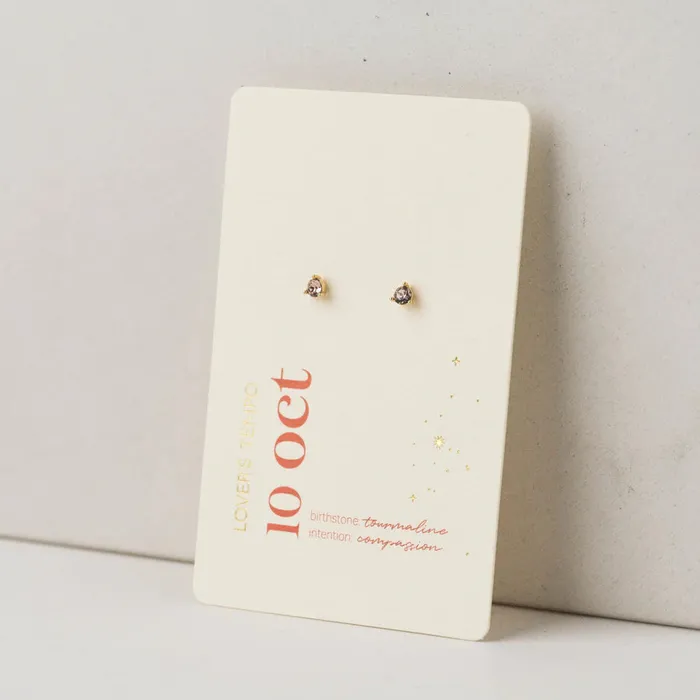 Lovers Tempo Earrings Birthstone Stud Earrings Gold