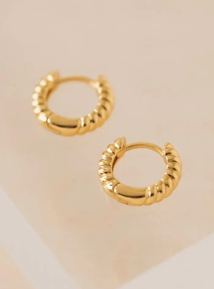 Lovers Tempo Earrings Twist Huggie Hoop Earrings Gold