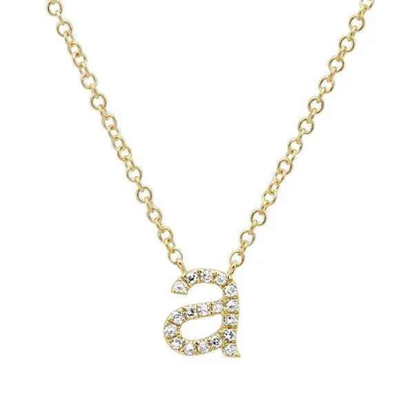 Lowercase Pave Initial Necklace Alev Necklaces