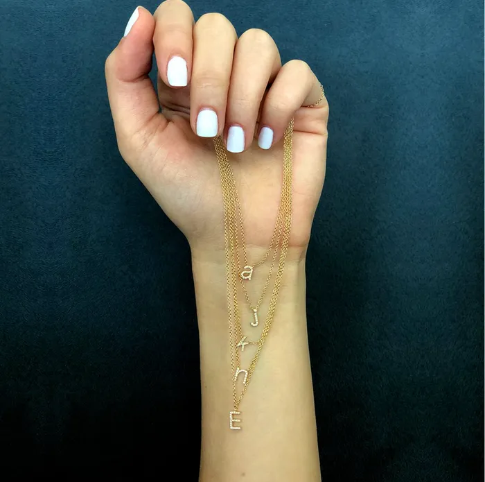 Lowercase Pave Initial Necklace Alev Necklaces