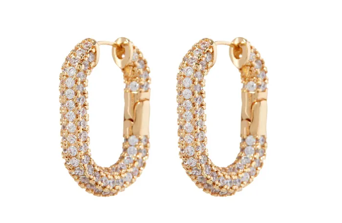 LUV AJ Necklaces XL PAVE CHAIN LINK HOOPS