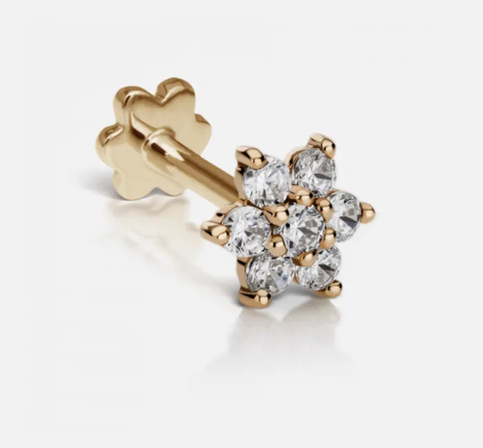 Maria Tash Earrings 55mm Diamond Flower Threaded Stud