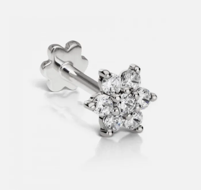 Maria Tash Earrings 55mm Diamond Flower Threaded Stud Maria Tash Earrings 55mm Diamond Flower Threaded Stud