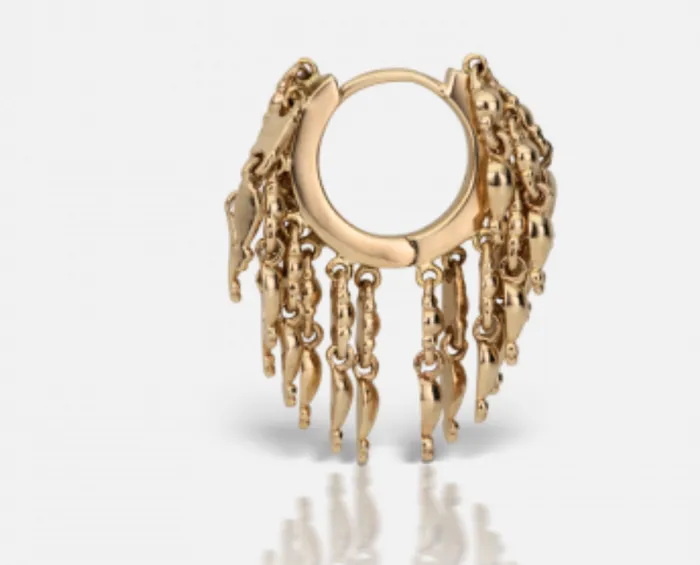 Maria Tash Earrings 65mm Gold Tassel Eternity Hoop Earring