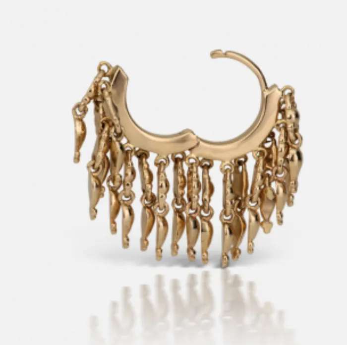 Maria Tash Earrings 65mm Gold Tassel Eternity Hoop Earring