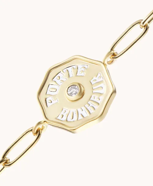 Marlo Laz Bracelets PETITE PORTE BONHEUR BRACELET WHITE DIAMOND