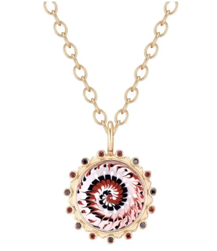 Marlo Laz Necklaces 14K YellowGold Spiral Tie Dye Amulet Necklace