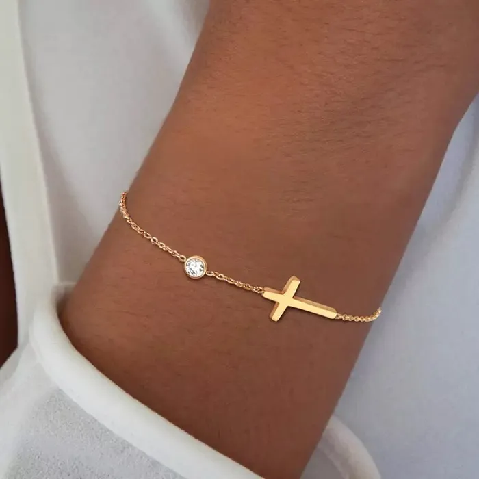 meaeguet Bracelets Dainty Cross Bracelet
