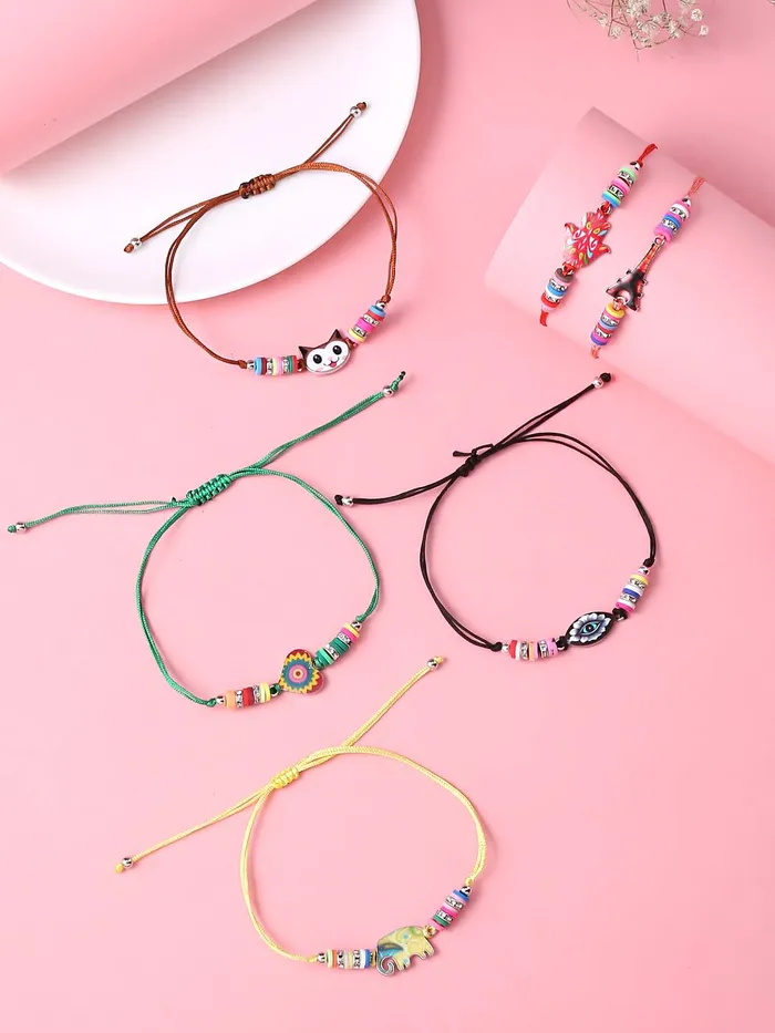 Melbees by Yellow Chimes Bracelet for Girls Kids Combo of 6 Pcs Kids Jewelry for Girls Bracelets Gift Set for Kids Girls Yellow Chimes Earrings
