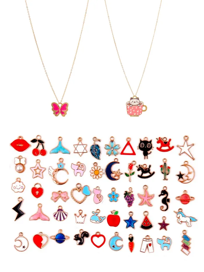 Melbees by Yellow Chimes Multicolor Charm Necklace Set of 50 Charms 55 cm Brass Yellow Chimes Necklaces Melbees by Yellow Chimes Multicolor Charm Necklace Set of 50 Charms 55 cm Brass Yellow Chimes Necklaces