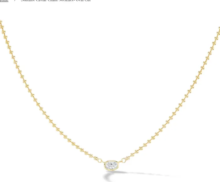 Millo Necklaces Solitaire Caviar Chain Necklace Oval Cut