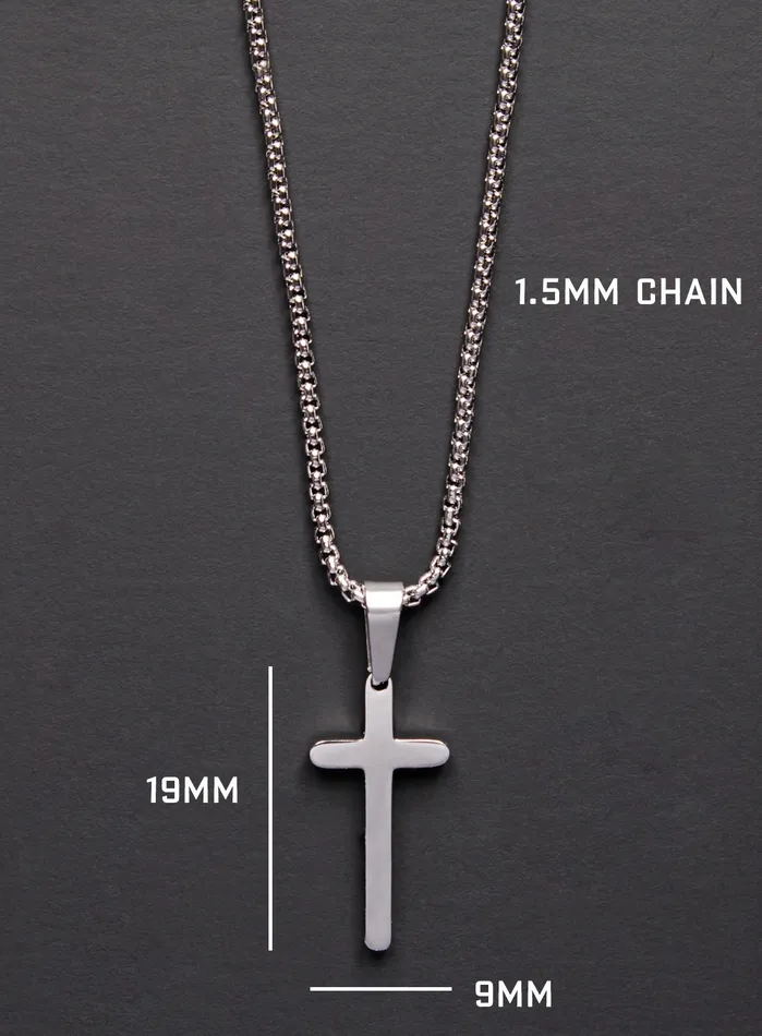 MINI STAINLESS STEEL CROSS NECKLACE FOR MEN We Are All Smith Necklaces