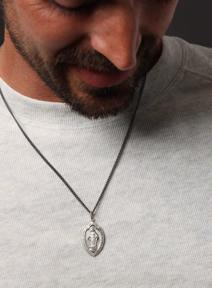 Miraculous Medal Shield Shape Pendant Necklace for Men WE ARE ALL SMITH Necklaces