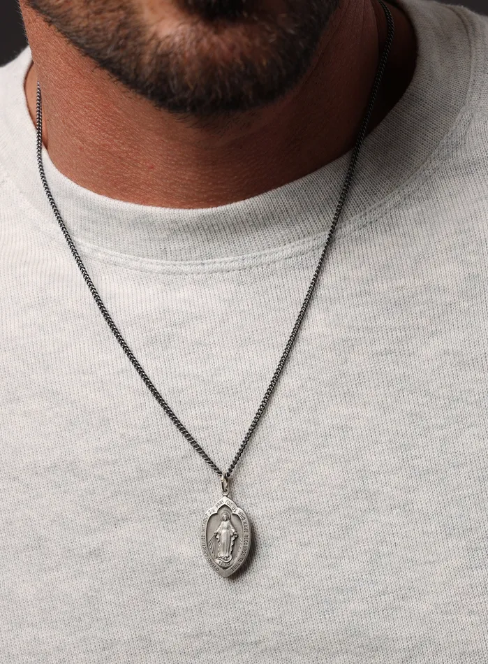 Miraculous Medal Shield Shape Pendant Necklace for Men WE ARE ALL SMITH Necklaces