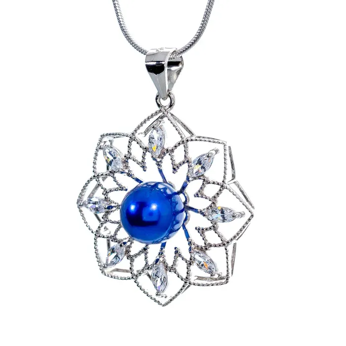 MPST107 Necklaces DIY Mount Pendant 925 Sterling Silver Large Rhinestone Flower MPST107 Necklaces DIY Mount Pendant 925 Sterling Silver Large Rhinestone Flower