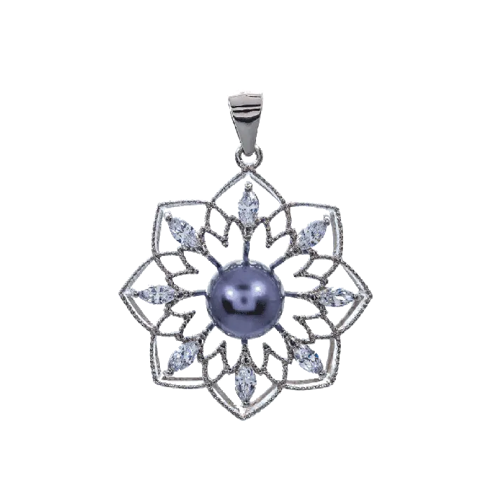 MPST107 Necklaces DIY Mount Pendant 925 Sterling Silver Large Rhinestone Flower MPST107 Necklaces DIY Mount Pendant 925 Sterling Silver Large Rhinestone Flower