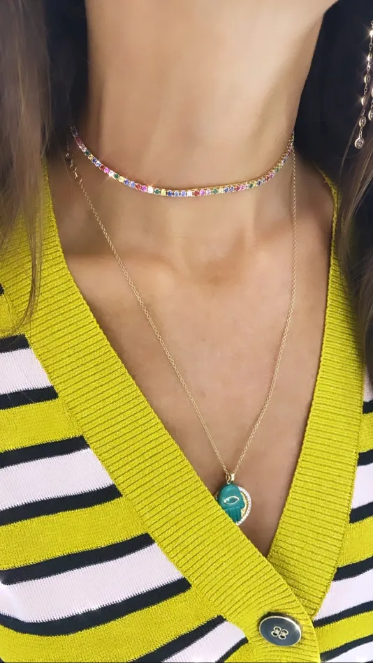 Multicolor Precious Stone Tennis Choker Millo Jewelry Necklaces